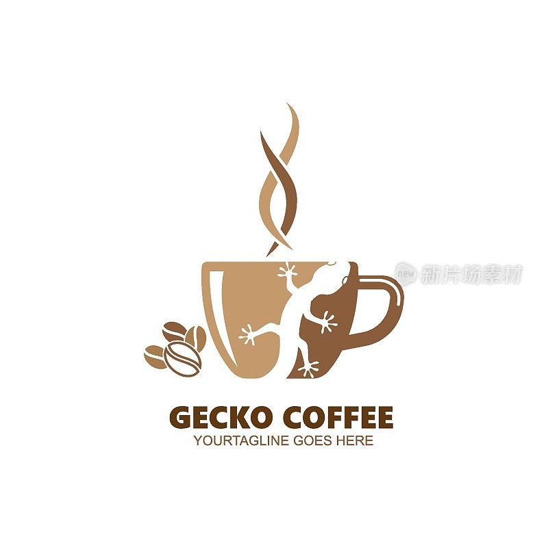 gecko Coffee cup Template vector icon